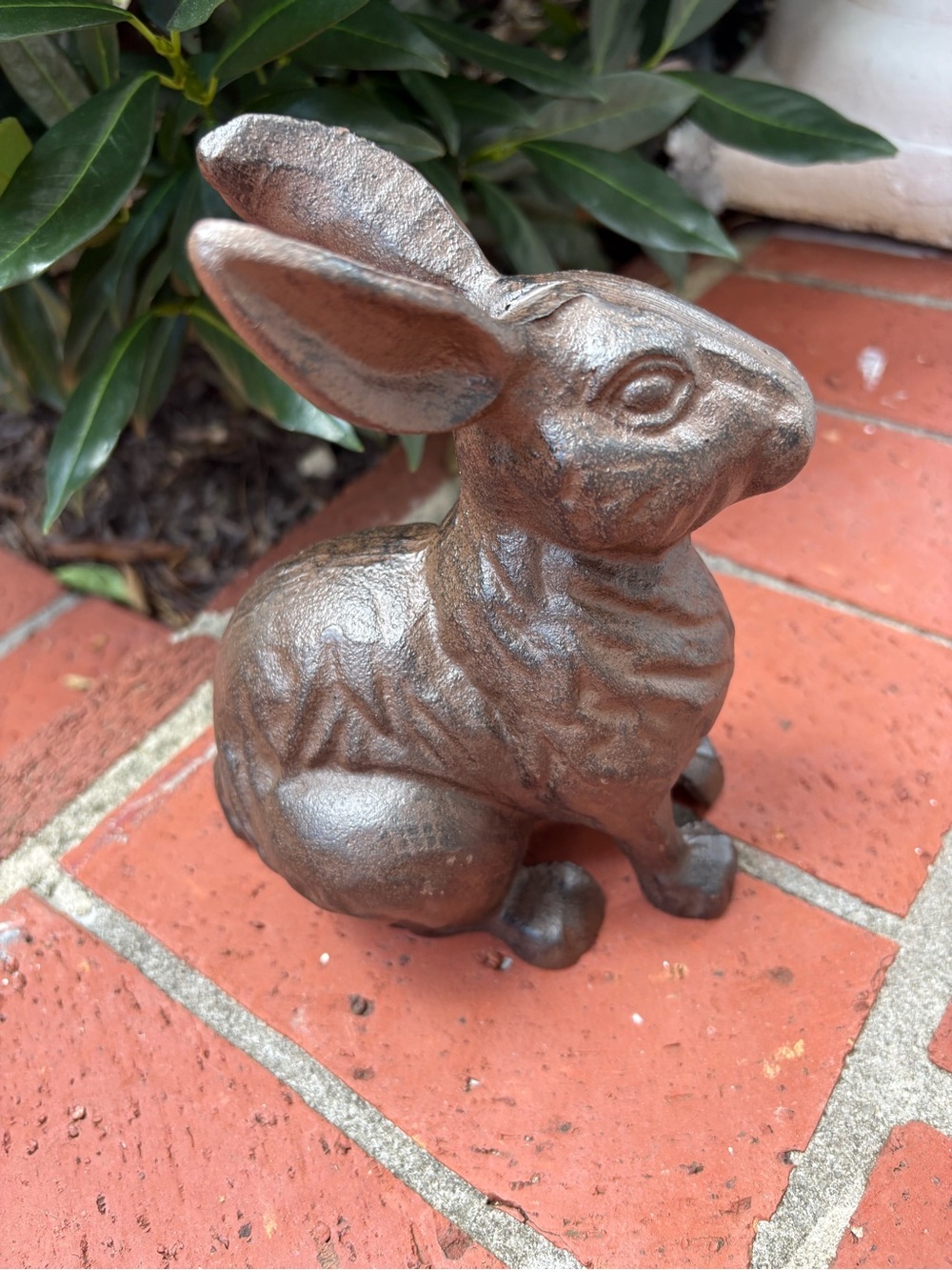 Decorative Cast Iron Bunny Rabbit Sculpture - Home Art